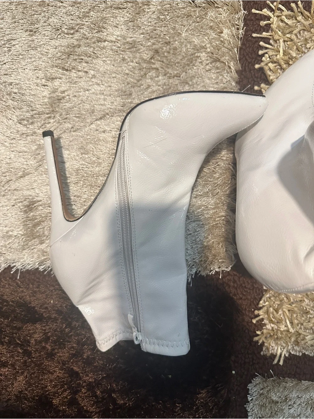 Catherine Malandrino White Patent Pointed-Toe Stiletto Booties